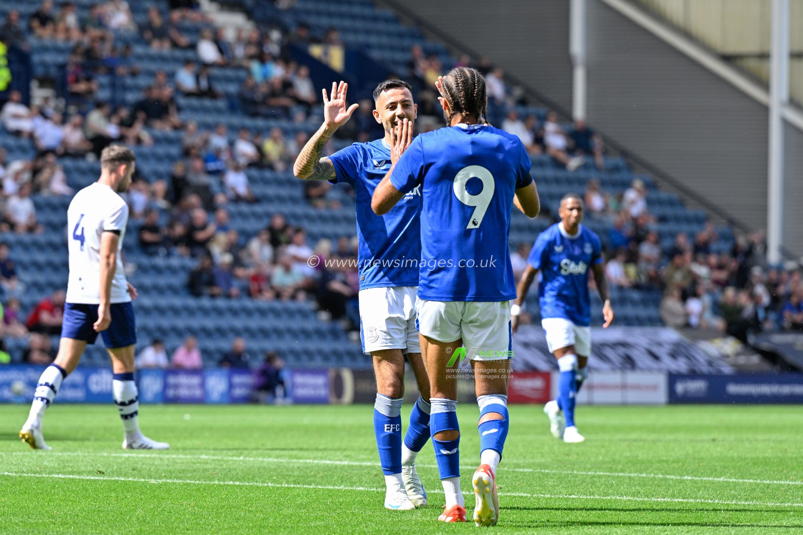 Dominic Calvert-Lewin of Everton celebrates his goal to make it 0-1 Everton during the Pre-season friendly match Preston North End vs Everton at Deepdale, Preston, United Kingdom, 3rd August 2024

(Photo by Cody Froggatt/News Images)