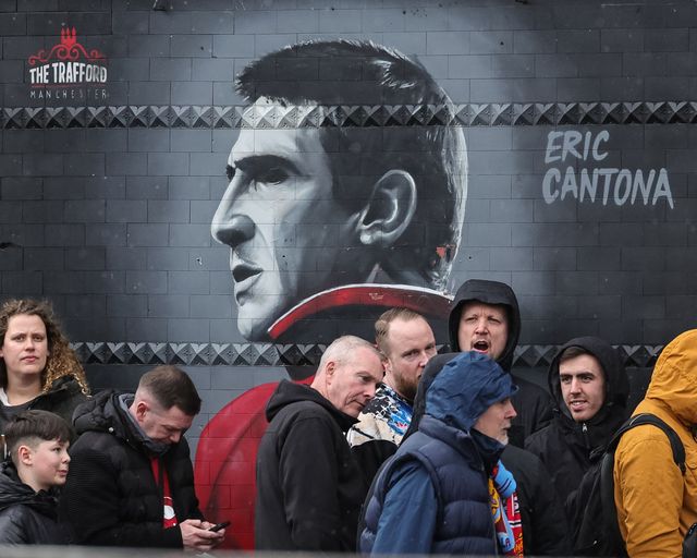 Fans line up to at the Eric Cantona Mural at The Trafford during the Premier League match Manchester United vs Aston Villa at Old Trafford, Manchester, United Kingdom on 15 March 2026

(Photo by Mark Cosgrove/News Images)