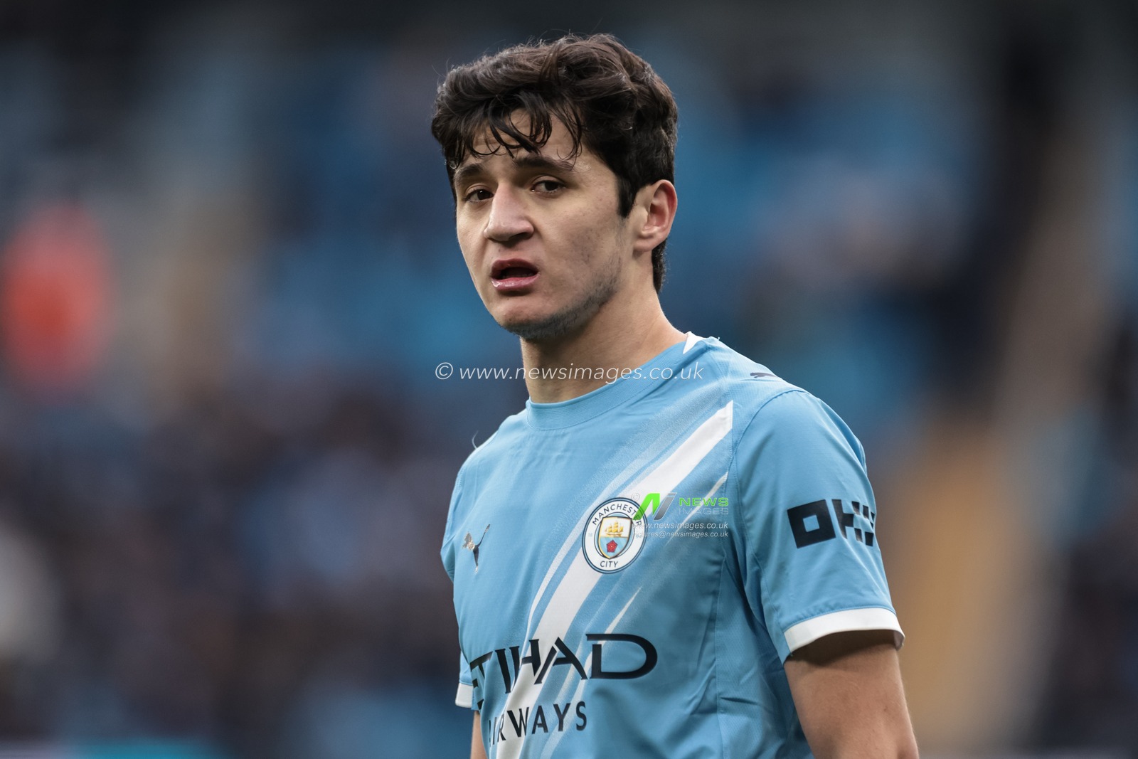 Abdukodir Khusanov of Manchester City during the Emirates FA Cup 4th Round match Manchester City vs Salford City at Etihad Stadium, Manchester, United Kingdom on 14 February 2026

(Photo by Mark Cosgrove/News Images)
