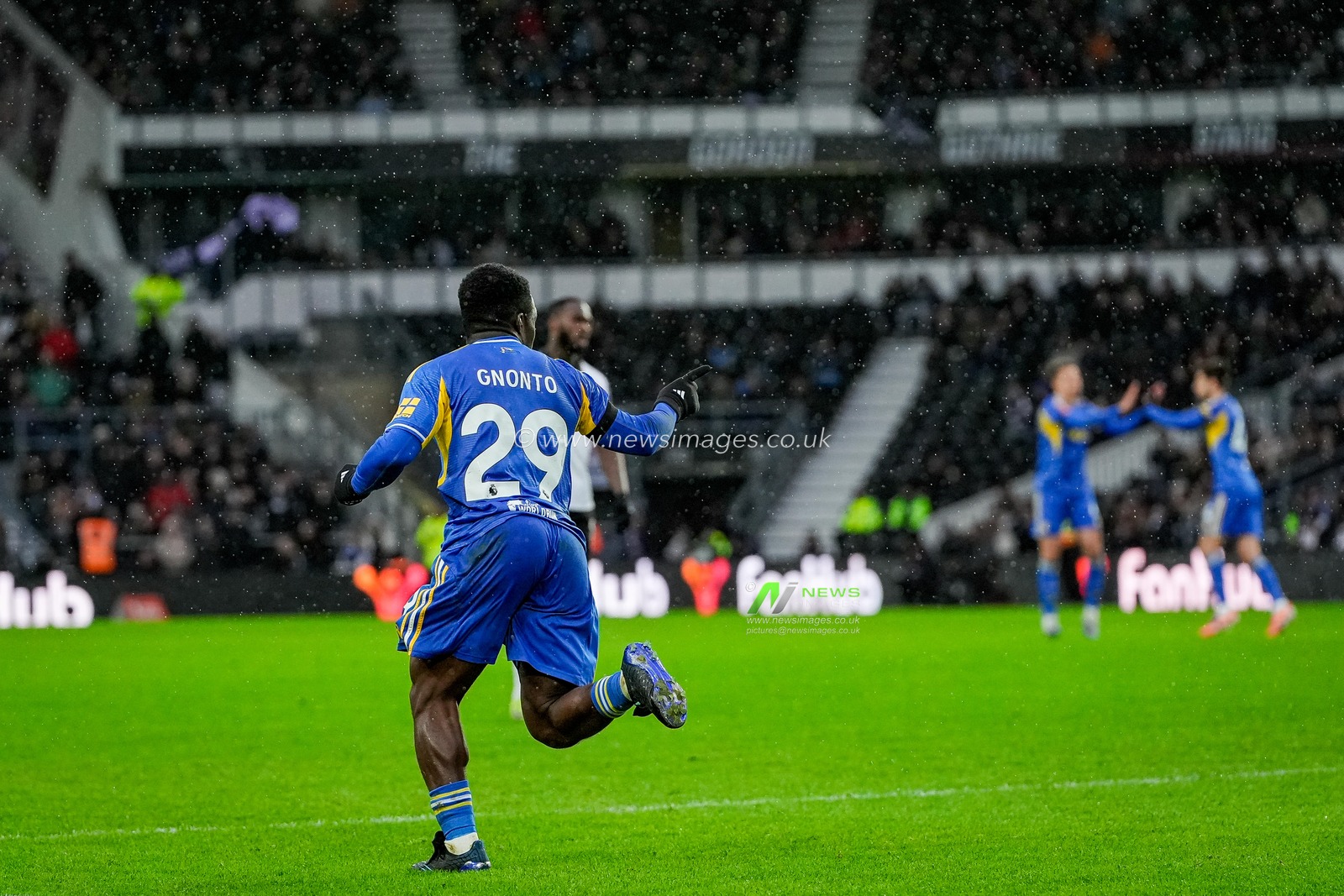Wilfried Gnonto of Leeds United celebrates his goal to make it 1-1 during the Emirates FA Cup Third Round match Derby County vs Leeds United at Pride Park Stadium, Derby, United Kingdom, 11th January 2026

(Photo by Maynard Manyowa/News Images)