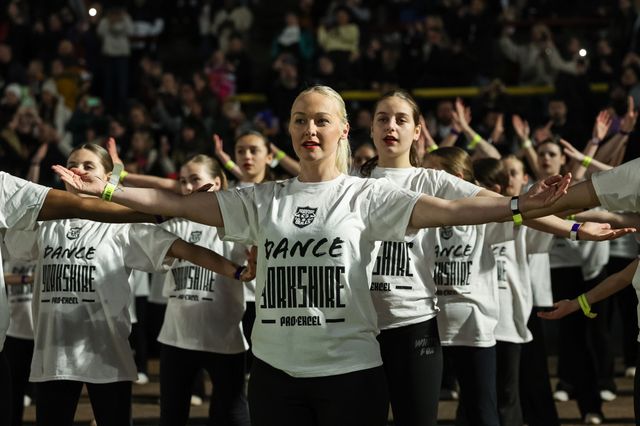 Dance Yorkshire dancers World Record attempt with 1200 dancers taking part alongside chart topping DJ Sigala during the Betfred Super League Round 5 match Bradford Bulls vs Huddersfield Giants at Odsal Stadium, Bradford, United Kingdom on 20 March 2026

(Photo by Mark Cosgrove/News Images)