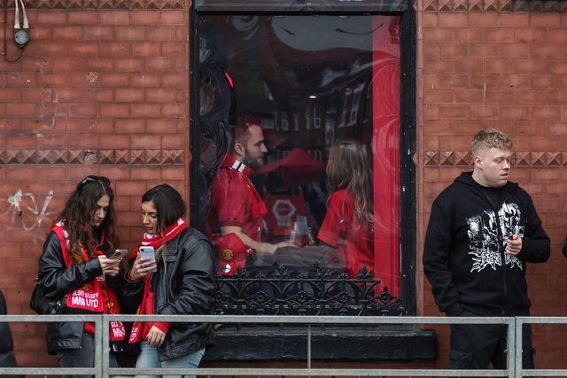 Manchester United fans at The Trafford pub during the Premier League match Manchester United vs Aston Villa at Old Trafford, Manchester, United Kingdom on 15 March 2026

(Photo by Mark Cosgrove/News Images)