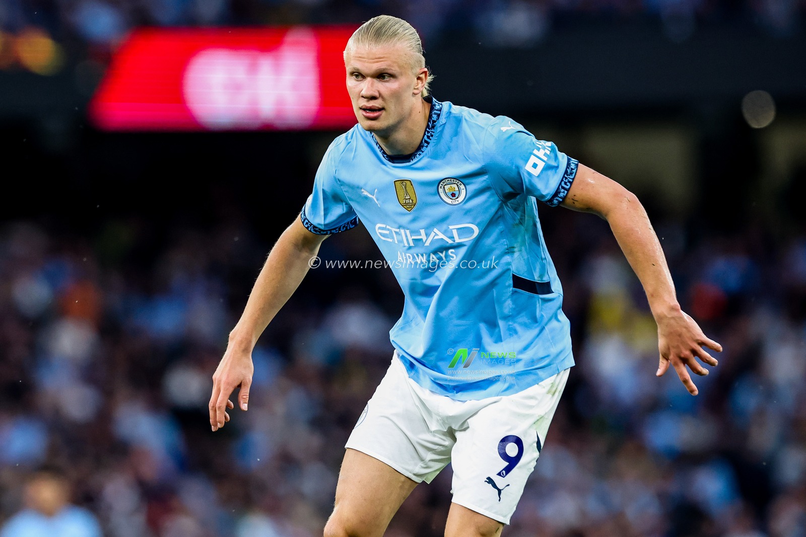 Erling Haaland of Manchester City in action during the Premier League match Manchester City vs Bournemouth at Etihad Stadium, Manchester, United Kingdom, 20th May 2025

(Photo by Mark Cosgrove/News Images)