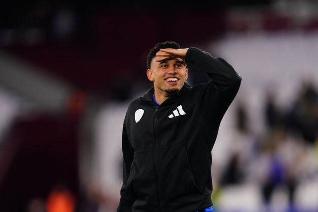 Noah Okafor of Leeds United at full time during the Emirates FA Cup Quarter-Final match West Ham United vs Leeds United at London Stadium, London, United Kingdom on 04 April 2026

(Photo by Harvey Murphy/News Images)