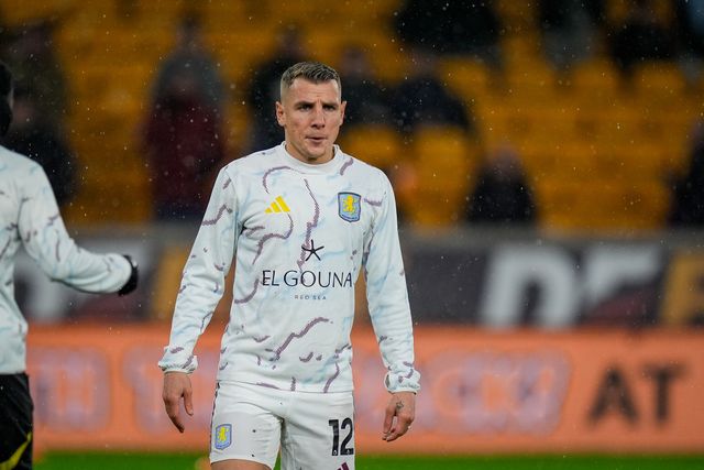 Lucas Digne of Aston Villain the pregame warmup session  during the Premier League match Wolverhampton Wanderers vs Aston Villa at Molineux, Wolverhampton, United Kingdom on 27 February 2026

(Photo by Maynard Manyowa/News Images)