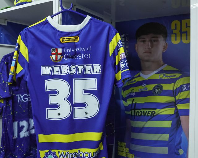 The match shirt of Lachlan Webster of Warrington Wolves who makes his debut during the Betfred Challenge Cup round 4 match Goole Vikings vs Warrington Wolves at The Halliwell Jones Stadium, Warrington, United Kingdom on 14 March 2026

(Photo by Mark Cosgrove/News Images)