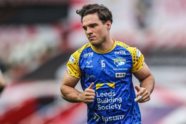 Brodie Croft of Leeds Rhinos in the pre-game warm up during the Betfred Super League round 21 match Leigh Leopards vs Leeds Rhinos at Leigh Sports Village, Leigh, United Kingdom, 7th August 2025

(Photo by Alfie Cosgrove/News Images)