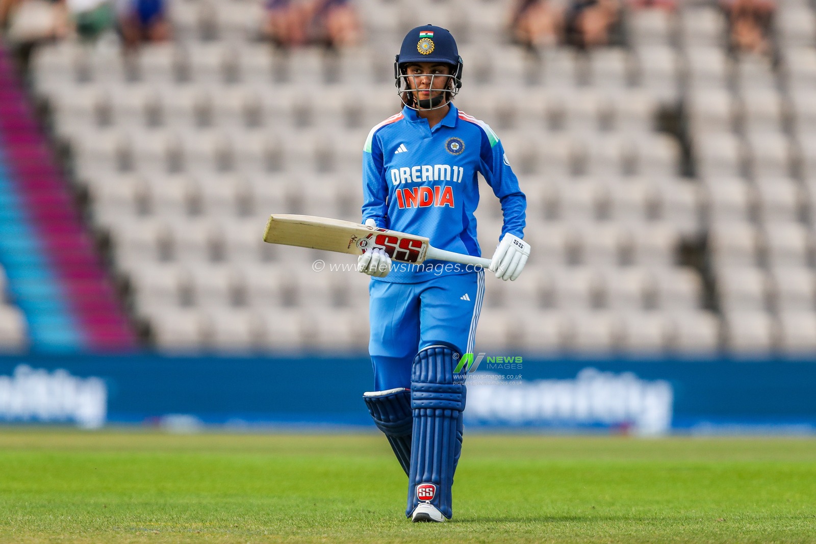 Harleen Deol of India looks dejected following her dismissal during the 1st Metro Bank One Day International match England Women vs India Women at The Utilita Bowl, Southampton, United Kingdom, 16th July 2025

(Photo by Izzy Poles/News Images)