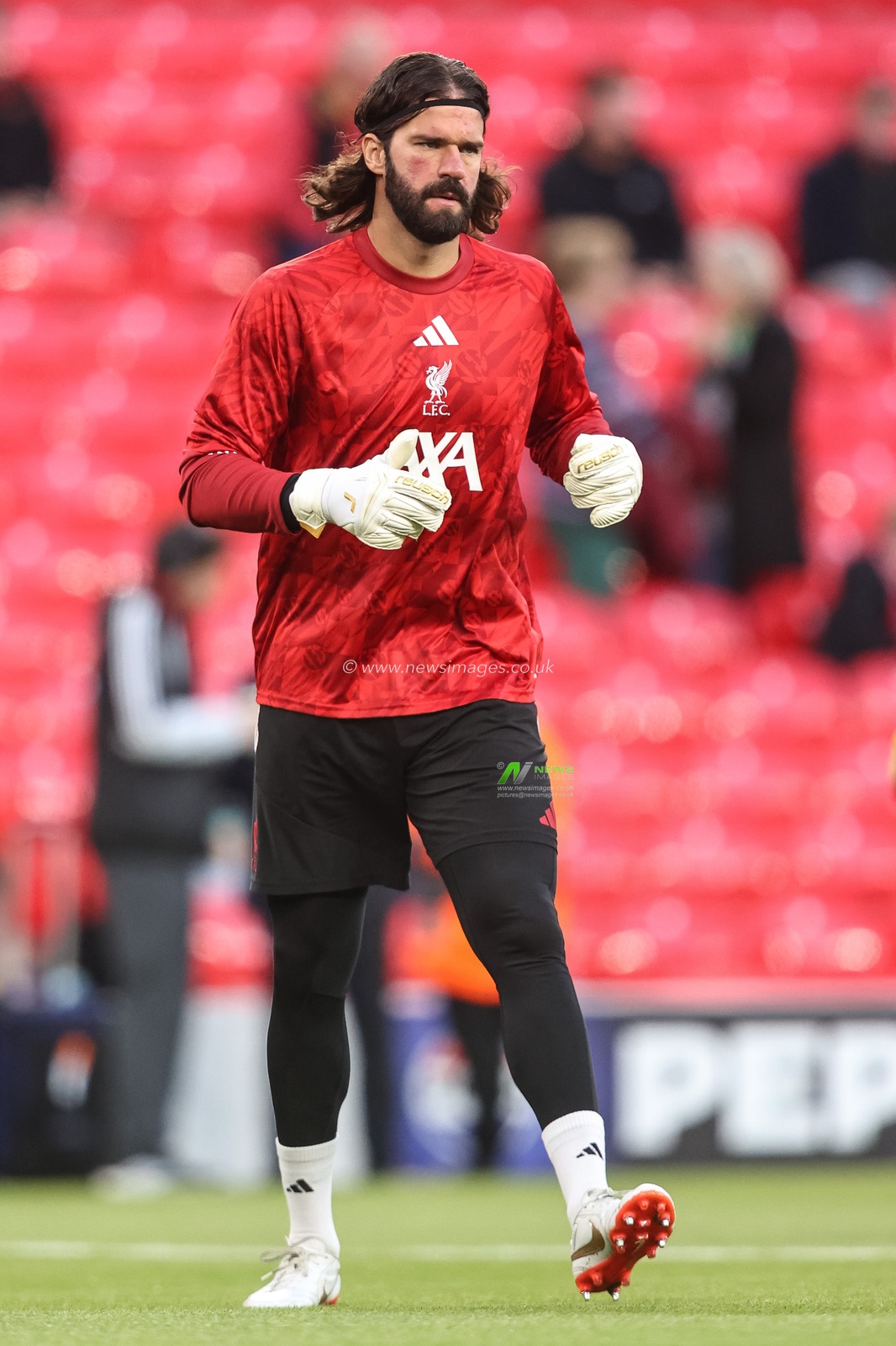 Liverpool goalkeeper Alisson Becker in the pregame warmup session during the UEFA Champions League Matchday 1 of 8 match Liverpool vs Atletico Madrid at Anfield, Liverpool, United Kingdom on 09 September 2026

(Photo by Alfie Cosgrove/News Images)