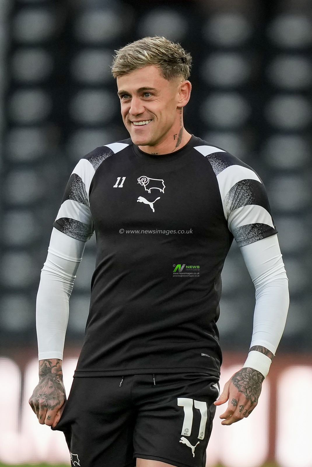 Sammie Szmodics of Derby County in the pregame warmup session  during the Sky Bet Championship match Derby County vs West Bromwich Albion at Pride Park Stadium, Derby, United Kingdom on 09 September 2026

(Photo by Maynard Manyowa/News Images)