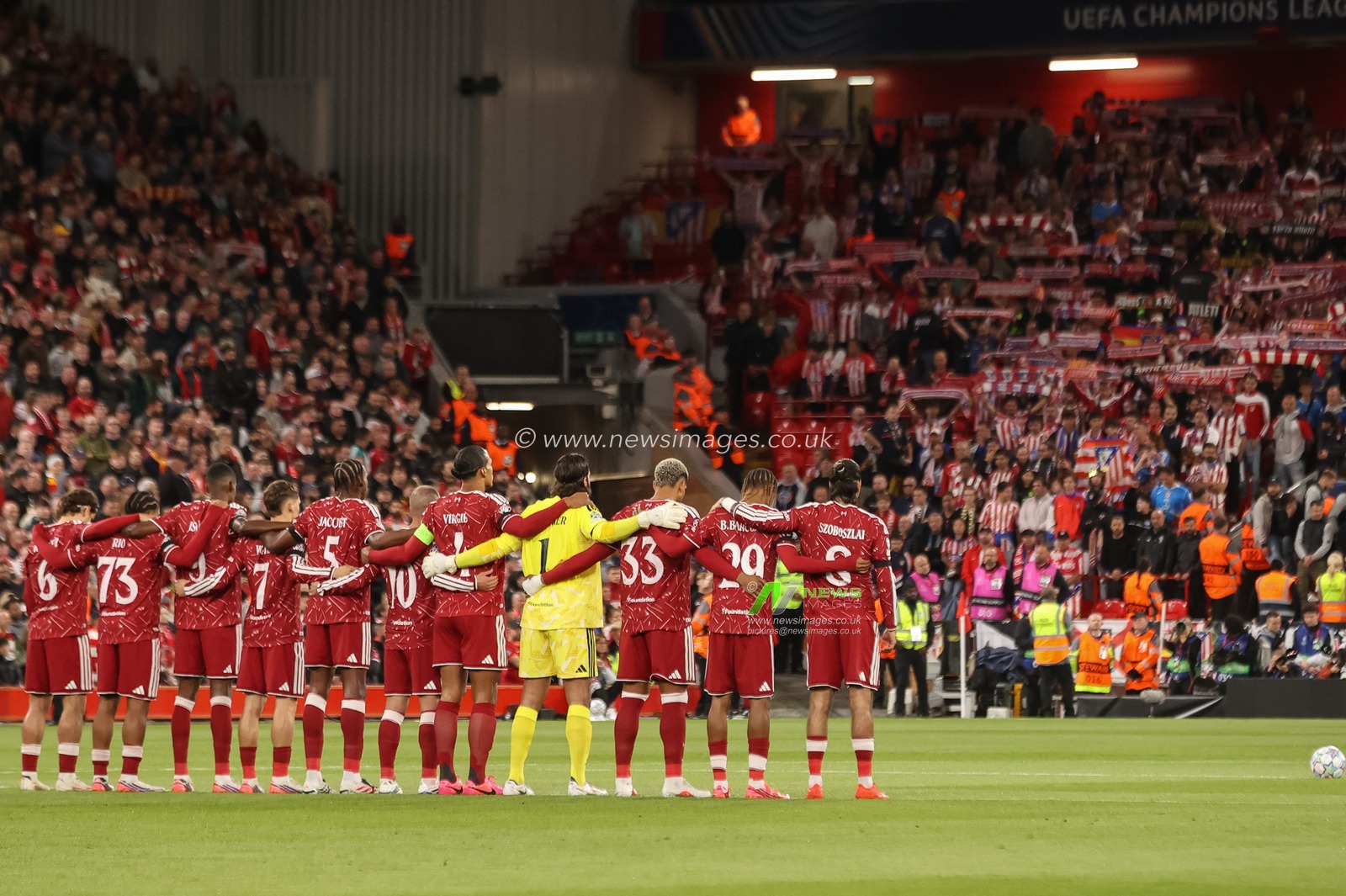 Players officials and fans hold minutes silence as they pay their respects to the victims of the tragedy in Nepal during the UEFA Champions League Matchday 1 of 8 match Liverpool vs Atletico Madrid at Anfield, Liverpool, United Kingdom on 09 September 2026

(Photo by Alfie Cosgrove/News Images)