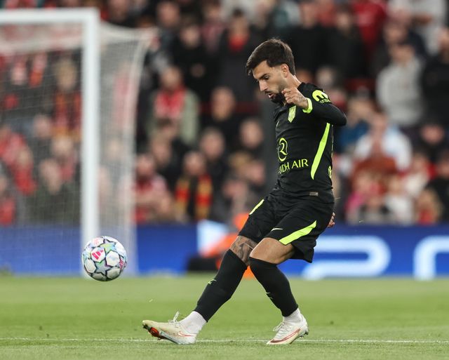 Alex Baena of Atlético Madrid passes the ball during the UEFA Champions League Matchday 1 of 8 match Liverpool vs Atletico Madrid at Anfield, Liverpool, United Kingdom on 09 September 2026

(Photo by Alfie Cosgrove/News Images)