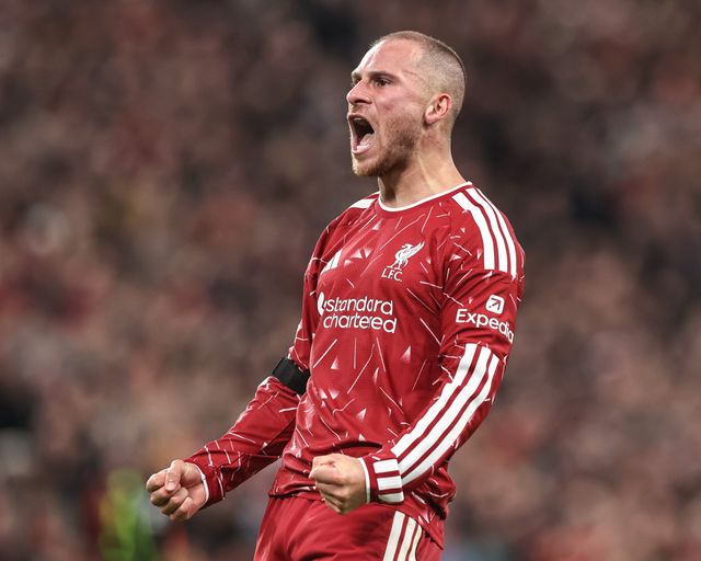 Alexis Mac Allister of Liverpool celebrates his goal to make it 2-1 during the UEFA Champions League Matchday 1 of 8 match Liverpool vs Atletico Madrid at Anfield, Liverpool, United Kingdom on 09 September 2026

(Photo by Alfie Cosgrove/News Images)