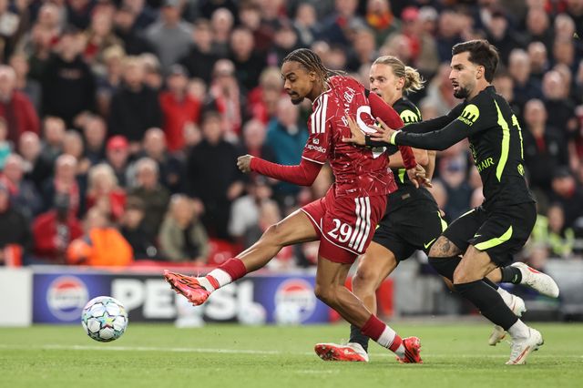 Bradley Barcola of Liverpool shoots on goal during the UEFA Champions League Matchday 1 of 8 match Liverpool vs Atletico Madrid at Anfield, Liverpool, United Kingdom on 09 September 2026

(Photo by Alfie Cosgrove/News Images)