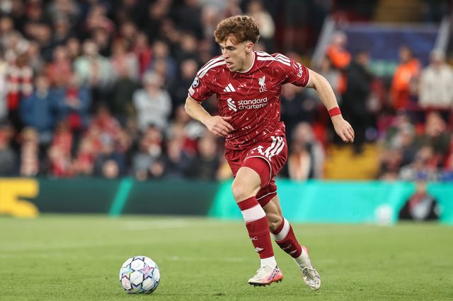 Victor Munoz of Liverpool breaks with the ball during the UEFA Champions League Matchday 1 of 8 match Liverpool vs Atletico Madrid at Anfield, Liverpool, United Kingdom on 09 September 2026

(Photo by Alfie Cosgrove/News Images)