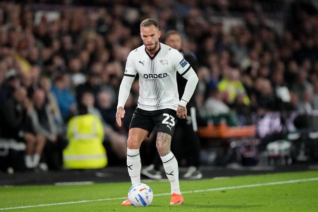 Joe Ward of Derby County in action during the Sky Bet Championship match Derby County vs West Bromwich Albion at Pride Park Stadium, Derby, United Kingdom on 09 September 2026

(Photo by Maynard Manyowa/News Images)