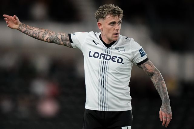 Sammie Szmodics of Derby County in action during the Sky Bet Championship match Derby County vs West Bromwich Albion at Pride Park Stadium, Derby, United Kingdom on 09 September 2026

(Photo by Maynard Manyowa/News Images)
