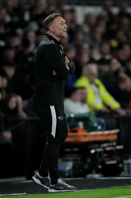 John Eustace manager of Derby County gives his team instructions  during the Sky Bet Championship match Derby County vs West Bromwich Albion at Pride Park Stadium, Derby, United Kingdom on 09 September 2026

(Photo by Maynard Manyowa/News Images)