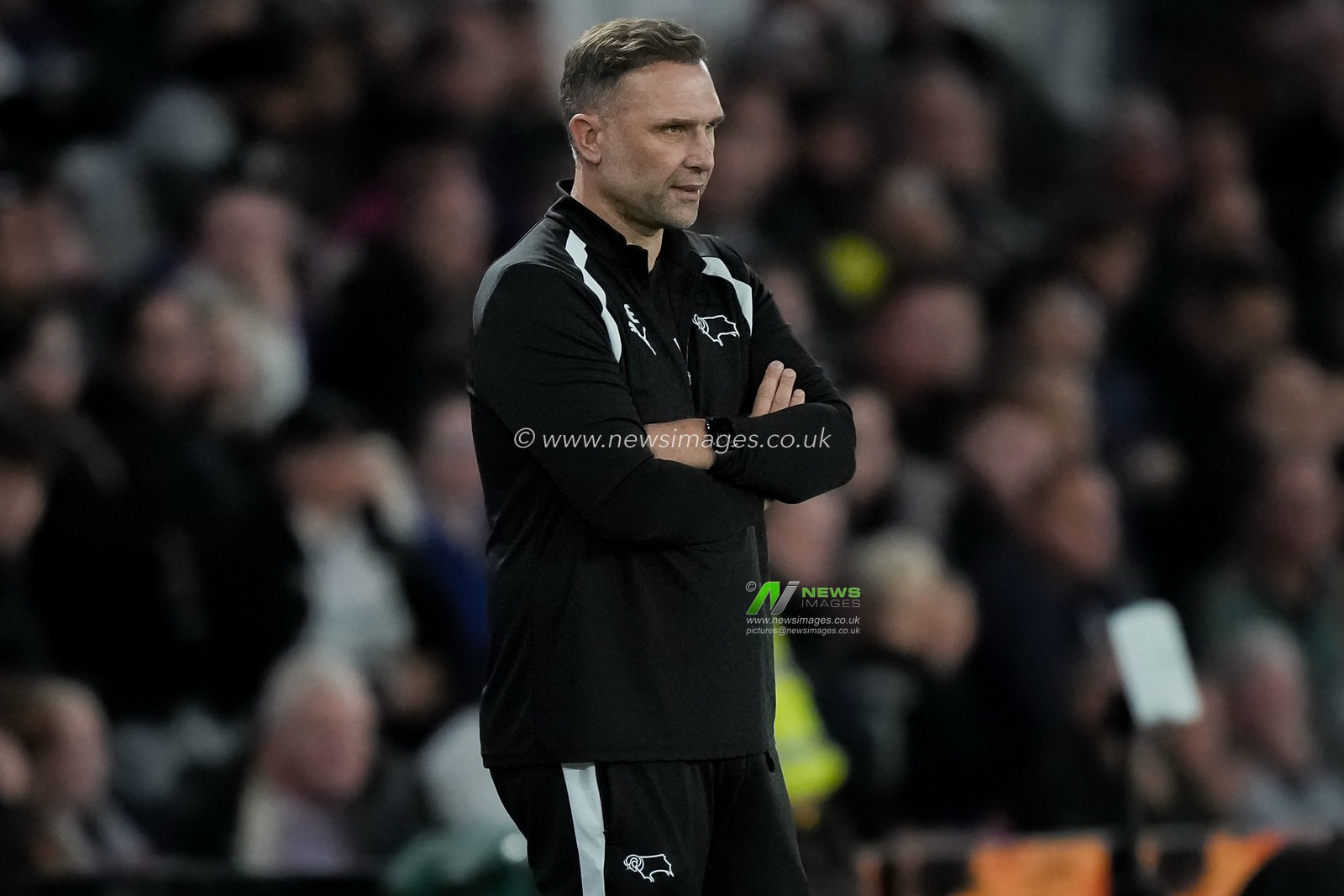 John Eustace manager of Derby County looks on during the Sky Bet Championship match Derby County vs West Bromwich Albion at Pride Park Stadium, Derby, United Kingdom on 09 September 2026

(Photo by Maynard Manyowa/News Images)