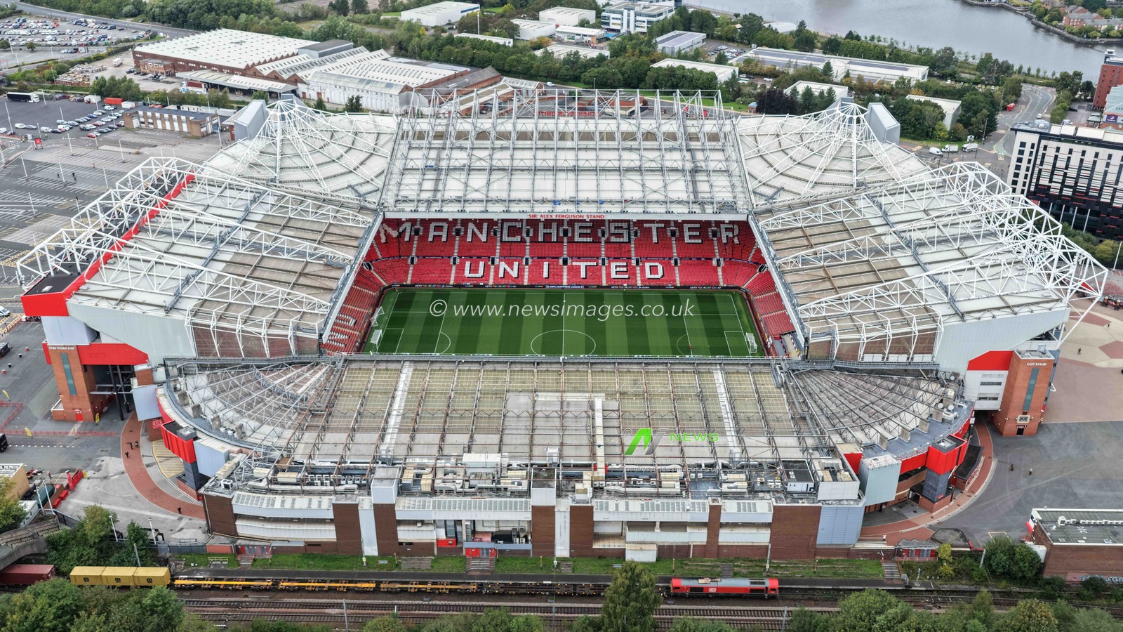 An aerial view of Old Trafford also known as the Theatre Of Dreams during the UEFA Champions League Matchday 1 of 8 match Manchester United vs Sabah FK at Old Trafford, Manchester, United Kingdom on 10 September 2026

(Photo by Mark Cosgrove/News Images)
