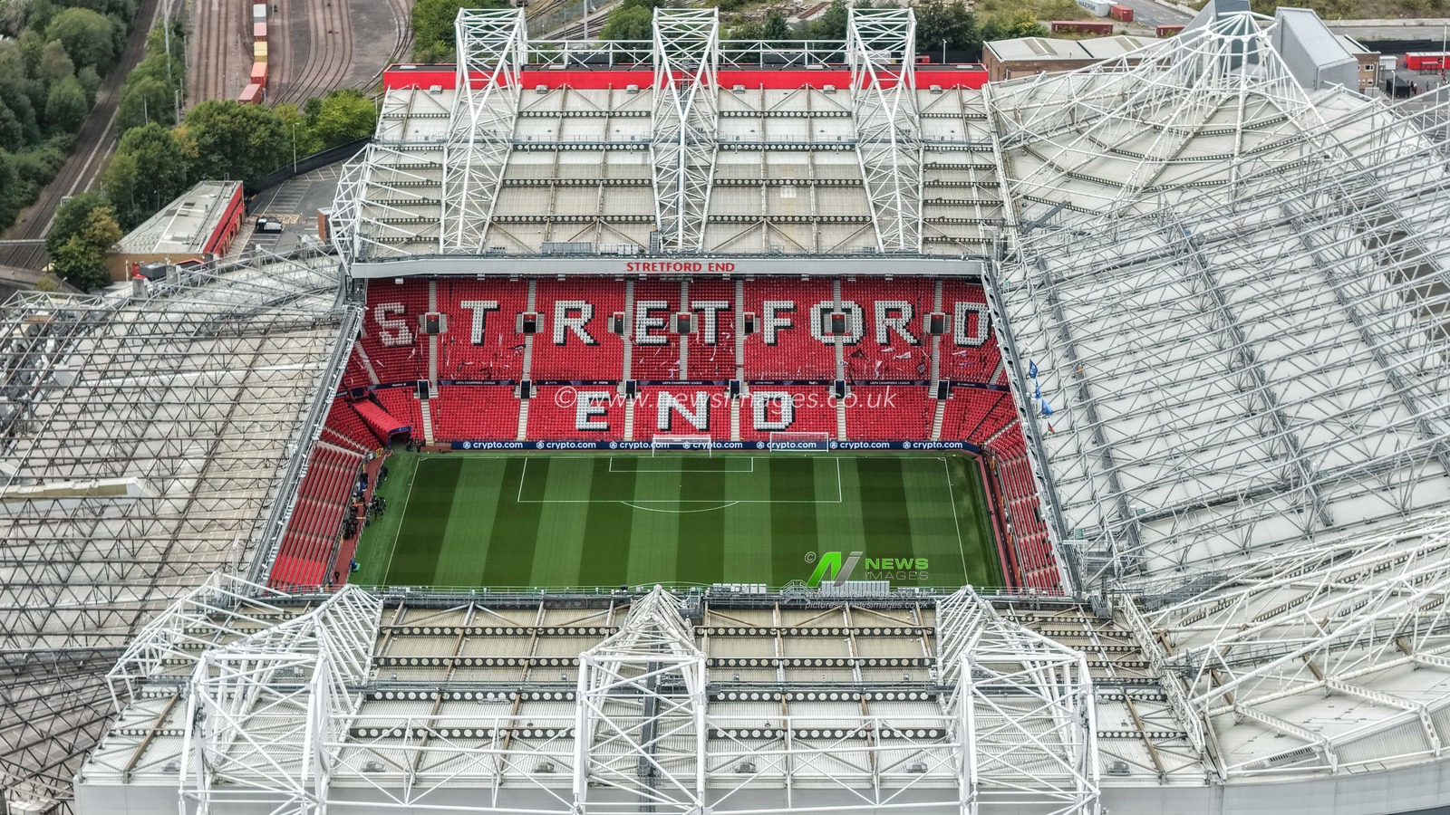 An aerial view of Old Trafford also known as the Theatre Of Dreams during the UEFA Champions League Matchday 1 of 8 match Manchester United vs Sabah FK at Old Trafford, Manchester, United Kingdom on 10 September 2026

(Photo by Mark Cosgrove/News Images)