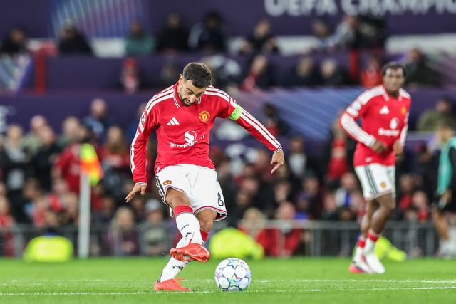 Bruno Fernandes of Manchester United passes the ball during the UEFA Champions League Matchday 1 of 8 match Manchester United vs Sabah FK at Old Trafford, Manchester, United Kingdom on 10 September 2026

(Photo by Mark Cosgrove/News Images)