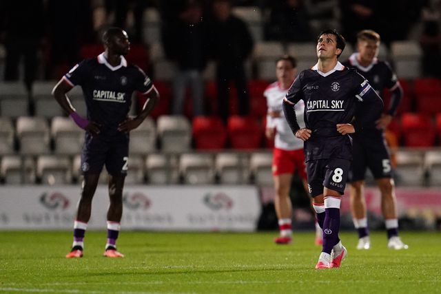 Liam Walsh of Luton Town looks on as Stevenage make it 2-0 during the Sky Bet League One match Stevenage vs Luton Town at Lamex Stadium, Stevenage, United Kingdom on 10 September 2026

(Photo by Harvey Murphy/News Images)