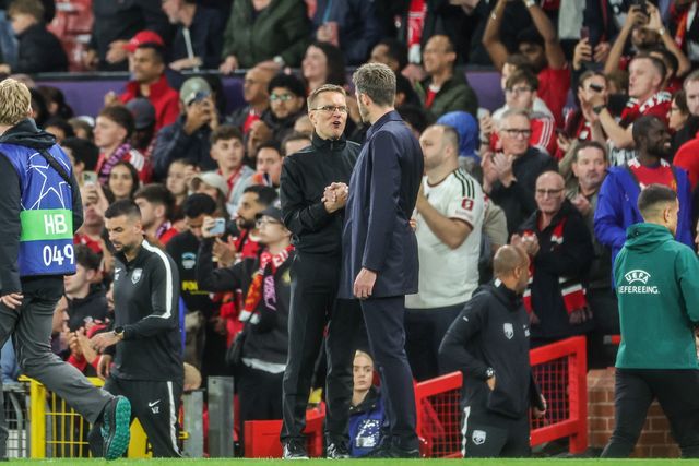 Valdas Dambrauskas head coach of Sabah FK and Michael Carrick manager of Manchester United shake hands after the full time whistle during the UEFA Champions League Matchday 1 of 8 match Manchester United vs Sabah FK at Old Trafford, Manchester, United Kingdom on 10 September 2026

(Photo by Mark Cosgrove/News Images)