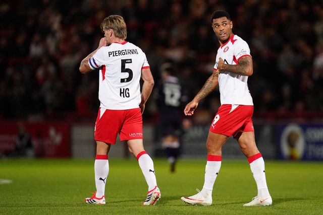 Josh Magennis of Stevenage during the Sky Bet League One match Stevenage vs Luton Town at Lamex Stadium, Stevenage, United Kingdom on 10 September 2026

(Photo by Harvey Murphy/News Images)