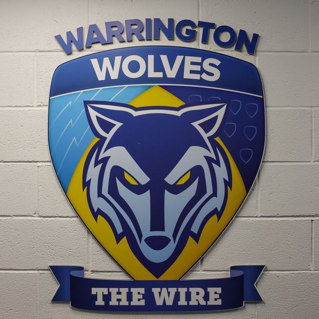 Warrington Wolves emblem in the tunnel area during the Betfred Super League round 27 match Warrington Wolves vs Toulouse Olympique at The Halliwell Jones Stadium, Warrington, United Kingdom on 11 September 2026

(Photo by Mark Cosgrove/News Images)