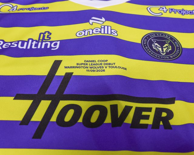 The embroiled shirt of Daniel Coop of Warrington Wolves who makes his Super League debut during the Betfred Super League round 27 match Warrington Wolves vs Toulouse Olympique at The Halliwell Jones Stadium, Warrington, United Kingdom on 11 September 2026

(Photo by Mark Cosgrove/News Images)
