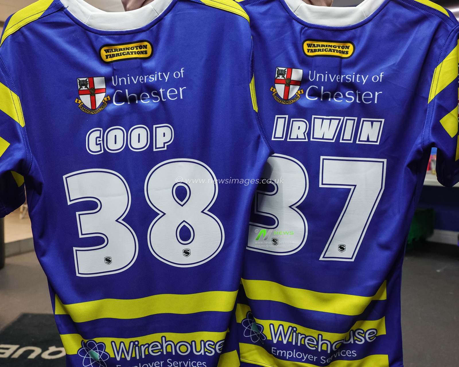 The embroiled shirts of Daniel Coop and Patrick Irwin of Warrington Wolves who makes his Super League debut during the Betfred Super League round 27 match Warrington Wolves vs Toulouse Olympique at The Halliwell Jones Stadium, Warrington, United Kingdom on 11 September 2026

(Photo by Mark Cosgrove/News Images)