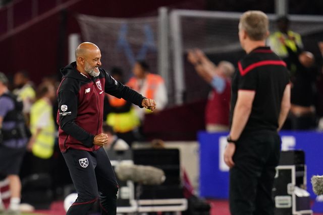 Nuno Espirito Santo manager of West Ham United celebrates 2-0 lead during the Sky Bet Championship match West Ham United vs Wrexham at London Stadium, London, United Kingdom on 11 September 2026

(Photo by Harvey Murphy/News Images)