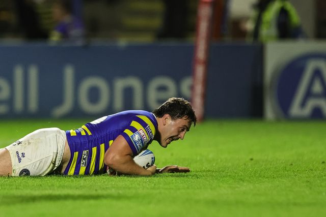 Max Wood of Warrington Wolves goes over for a try during the Betfred Super League round 27 match Warrington Wolves vs Toulouse Olympique at The Halliwell Jones Stadium, Warrington, United Kingdom on 11 September 2026

(Photo by Mark Cosgrove/News Images)