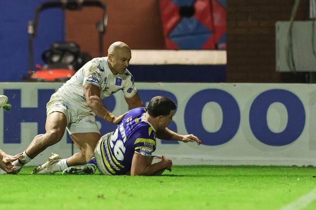 Josh Smith of Warrington Wolves goes over for a try during the Betfred Super League round 27 match Warrington Wolves vs Toulouse Olympique at The Halliwell Jones Stadium, Warrington, United Kingdom on 11 September 2026

(Photo by Mark Cosgrove/News Images)