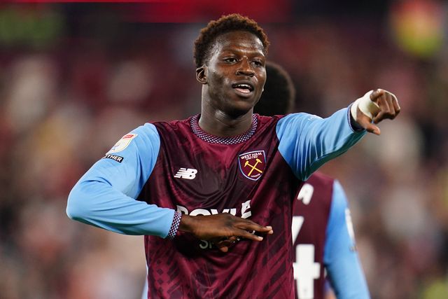 Mohamadou Kante of West Ham United celebrates his goal during the Sky Bet Championship match West Ham United vs Wrexham at London Stadium, London, United Kingdom on 11 September 2026

(Photo by Harvey Murphy/News Images)