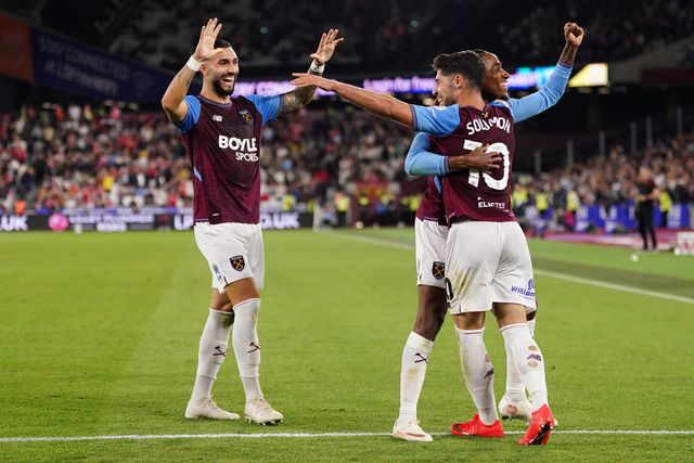 Manor Solomon of West Ham United scores to make it 6-0 during the Sky Bet Championship match West Ham United vs Wrexham at London Stadium, London, United Kingdom on 11 September 2026

(Photo by Harvey Murphy/News Images)