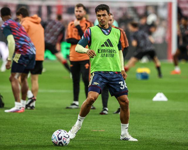 Martin Zubimendi of Arsenal in the pregame warmup session during the Premier League match Sunderland vs Arsenal at Stadium Of Light, Sunderland, United Kingdom on 12 September 2026

(Photo by Alfie Cosgrove/News Images)