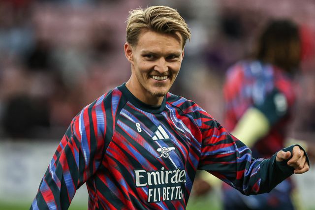 Martin Ødegaard of Arsenal in the pregame warmup session during the Premier League match Sunderland vs Arsenal at Stadium Of Light, Sunderland, United Kingdom on 12 September 2026

(Photo by Alfie Cosgrove/News Images)