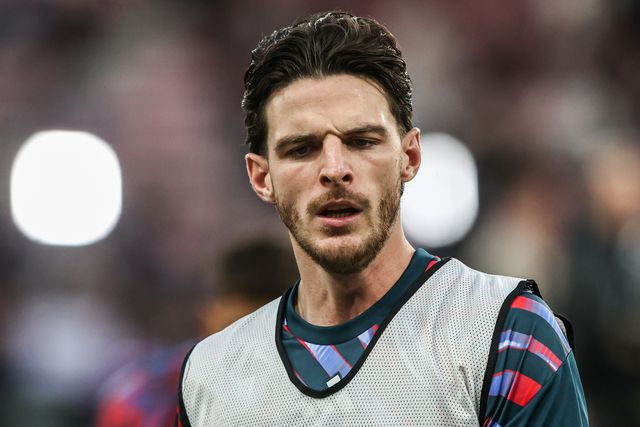 Declan Rice of Arsenal in the pregame warmup session during the Premier League match Sunderland vs Arsenal at Stadium Of Light, Sunderland, United Kingdom on 12 September 2026

(Photo by Alfie Cosgrove/News Images)
