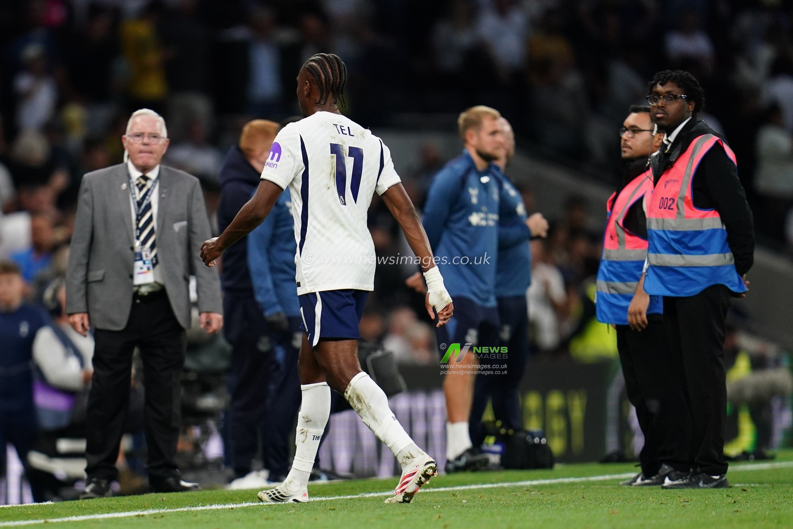 Mathys Tel of Tottenham Hotspur at full time during the Premier League match Tottenham Hotspur vs Everton at Tottenham Hotspur Stadium, London, United Kingdom on 12 September 2026

(Photo by Harvey Murphy/News Images)