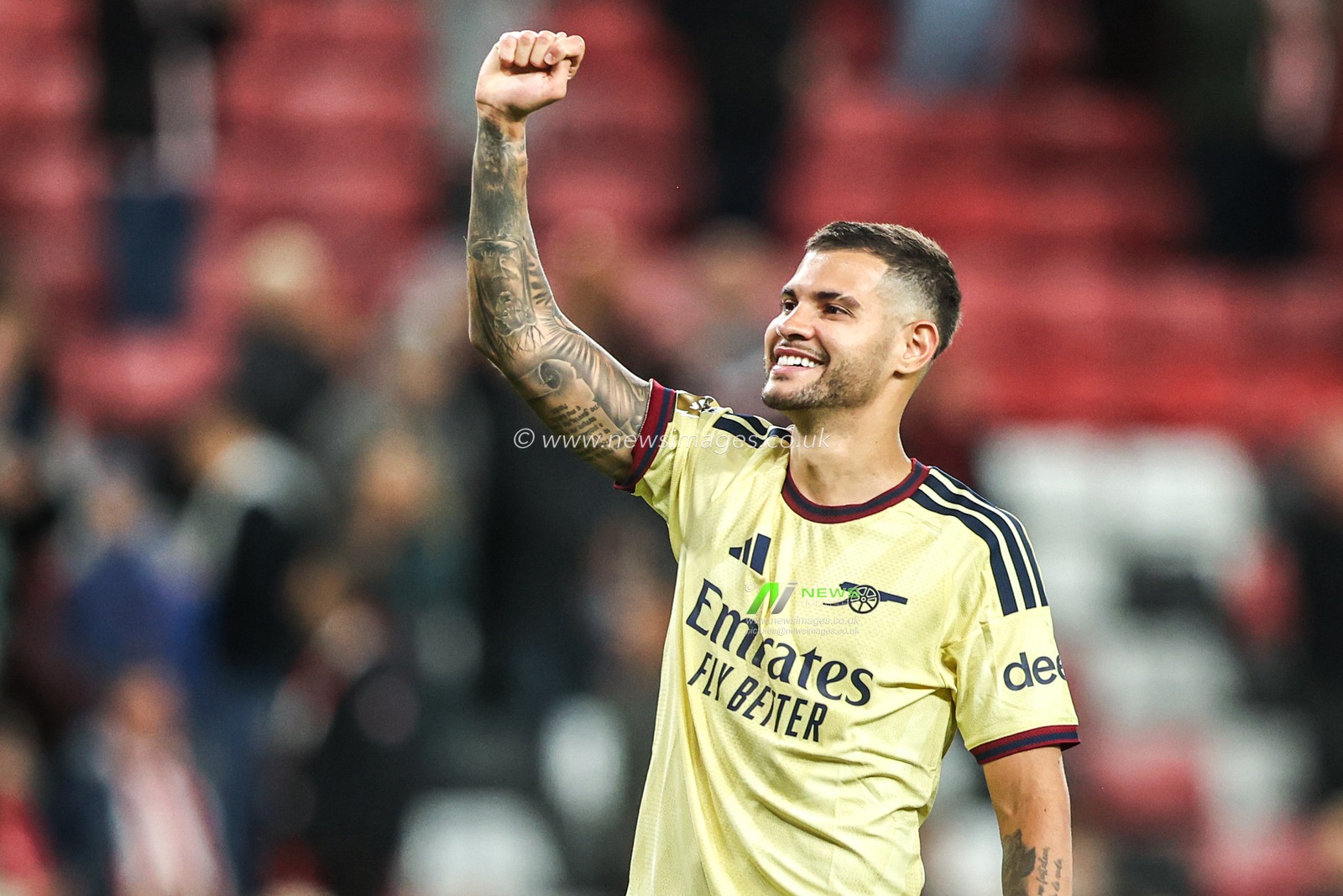 Bruno Guimaraes of Arsenal celebrates the win during the Premier League match Sunderland vs Arsenal at Stadium Of Light, Sunderland, United Kingdom on 12 September 2026

(Photo by Alfie Cosgrove/News Images)