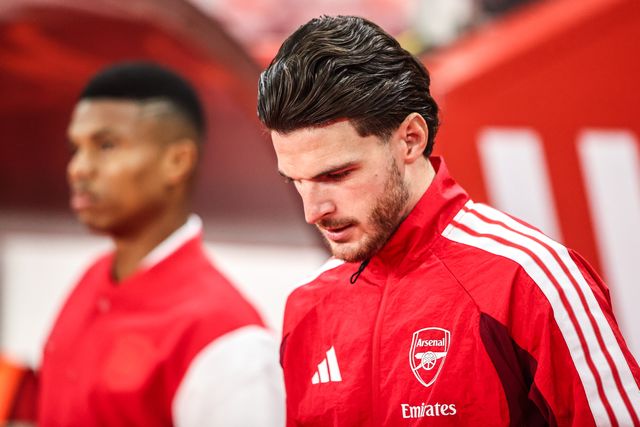 Declan Rice of Arsenal comes out for the game during the Premier League match Sunderland vs Arsenal at Stadium Of Light, Sunderland, United Kingdom on 12 September 2026

(Photo by Alfie Cosgrove/News Images)