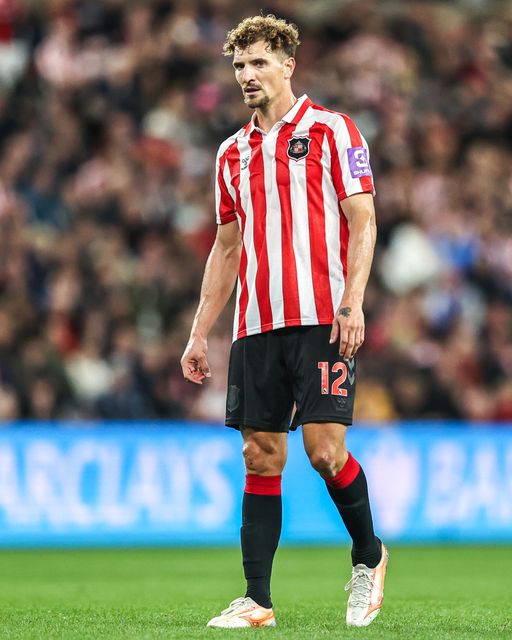 Thomas Meunier of Sunderland during the Premier League match Sunderland vs Arsenal at Stadium Of Light, Sunderland, United Kingdom on 12 September 2026

(Photo by Alfie Cosgrove/News Images)