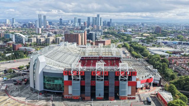 An aerial view of Old Trafford and the City of Manchester in the background during the Premier League match Manchester United vs Manchester City at Old Trafford, Manchester, United Kingdom on 13 September 2026

(Photo by Mark Cosgrove/News Images)