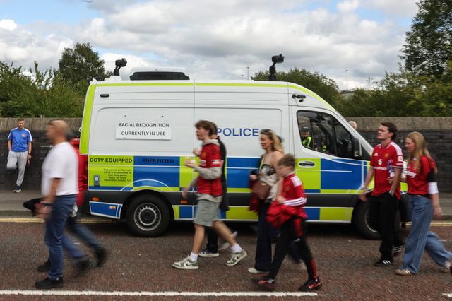 Greater Manchester Police facial recognition camera van in use capturing fans faces as they make their way to Old Trafford  during the Premier League match Manchester United vs Manchester City at Old Trafford, Manchester, United Kingdom on 13 September 2026

(Photo by Mark Cosgrove/News Images)