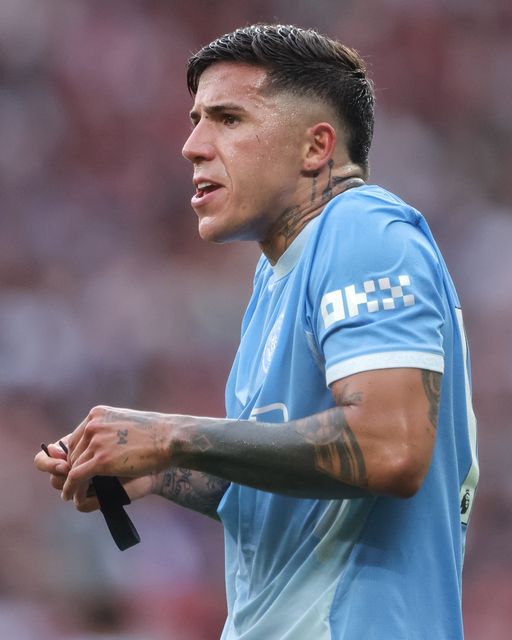 Enzo Fernandez of Manchester City reacts during the Premier League match Manchester United vs Manchester City at Old Trafford, Manchester, United Kingdom on 13 September 2026

(Photo by Mark Cosgrove/News Images)