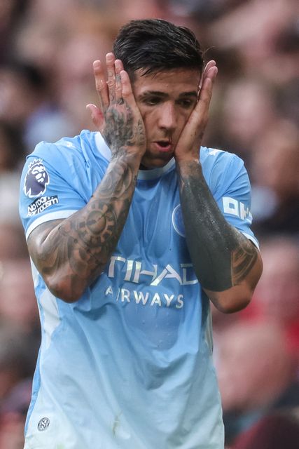 Enzo Fernandez of Manchester City reacts after being substituted during the Premier League match Manchester United vs Manchester City at Old Trafford, Manchester, United Kingdom on 13 September 2026

(Photo by Mark Cosgrove/News Images)
