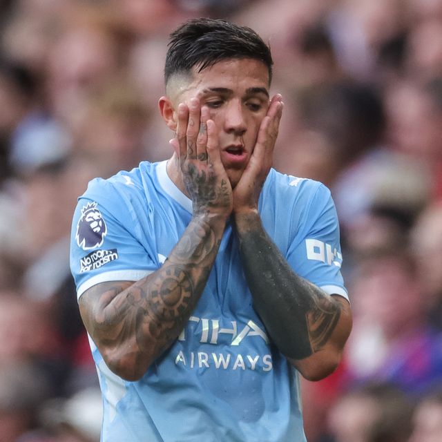 Enzo Fernandez of Manchester City reacts after being substituted during the Premier League match Manchester United vs Manchester City at Old Trafford, Manchester, United Kingdom on 13 September 2026

(Photo by Mark Cosgrove/News Images)