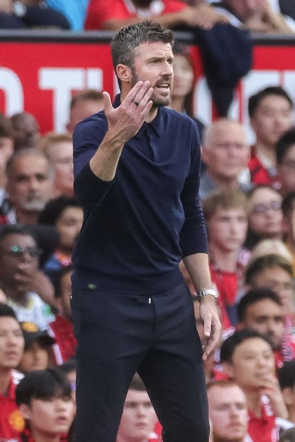 Michael Carrick manager of Manchester United reacts in the technical area during the Premier League match Manchester United vs Manchester City at Old Trafford, Manchester, United Kingdom on 13 September 2026

(Photo by Mark Cosgrove/News Images)